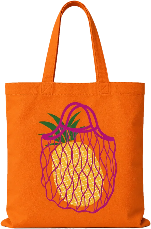 Bolsa naranja con malla de fruta tropical