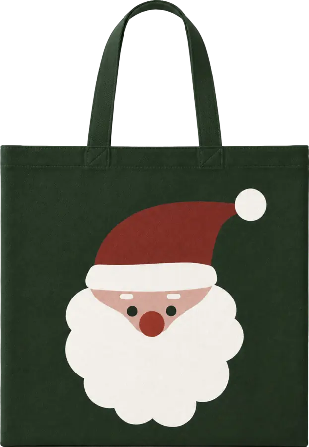 Bolsa navideña verde con Viejito Pascuero