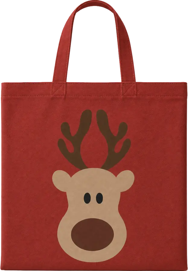 Bolsa navideña roja con reno